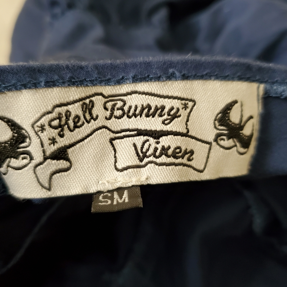 Hell Bunny Vixen Blue Skull Anchor Sailor Nautical Halter Dress - Picture 3 of 9